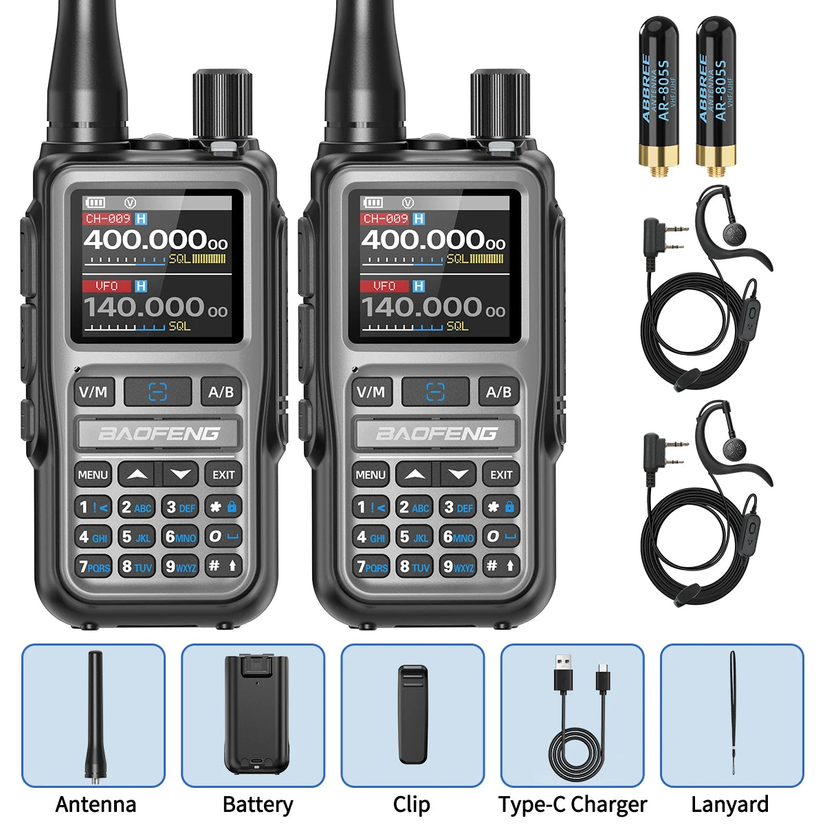 BAOFENG UV-5R Mini Walkie Talkie Multi Band Bluetooth Programming Wireless Copy Frequency 999CH AM FM Long Range Two Way Radio