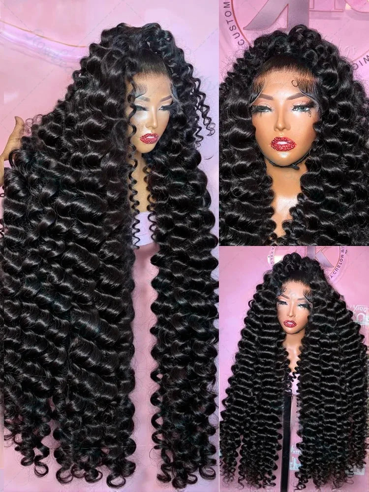 13x6 HD 38 42 Inch 200% Loose Deep Wave Curly Lace Front Human Hair Wigs 13x4 Lace Frontal Raw Brazilian Remy Hair Wig