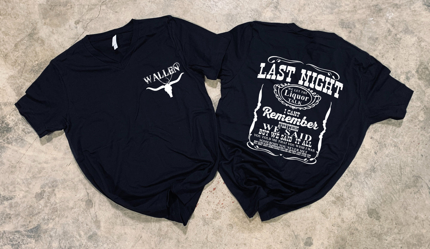 MW Simple Cow Skull (On Left Chest) - Last Night (On Back)