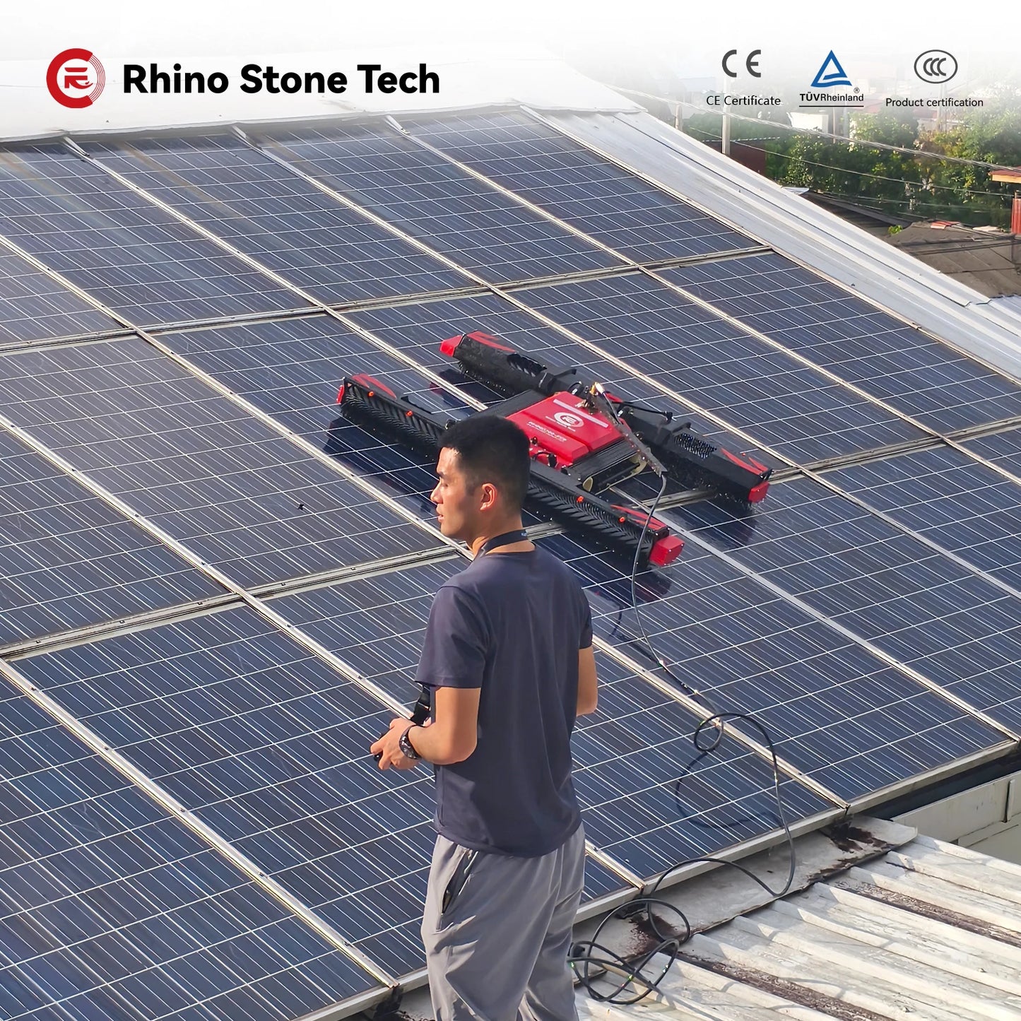 Semi-Automatic Solar Panel Cleaning Robot – PV Module Maintenance Machine