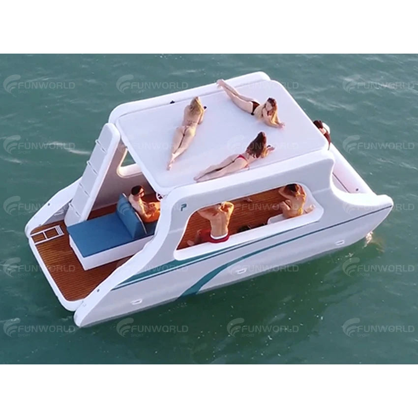 4-8 Person Inflatable Pontoon Boat – Electric Boat with Anti-Slip Floor for Fishing & Diving