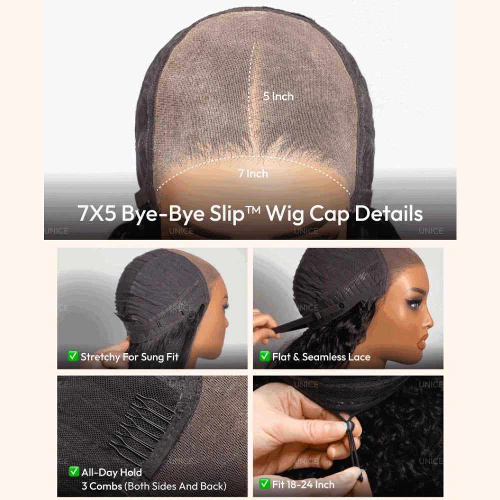 UNICE 7x5 Pre Cut Lace Balayage Brown Body Wave Glueless Wig Pre Plucked Bleached Knots Natural Hairline 100% Human Hair Wigs
