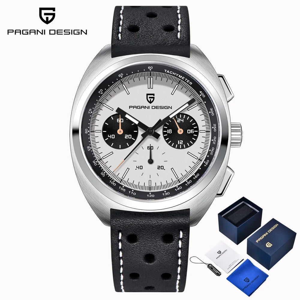 PAGANI DESIGN 2026 New Panda Dial Men's Watch Luxury Sapphire Glass Quartz Watch For Men Japanese Vk63 Sports Chronograph Watch