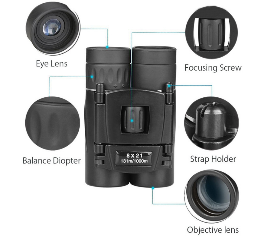 8x21 Binoculars with Universal Long-Focus Lens