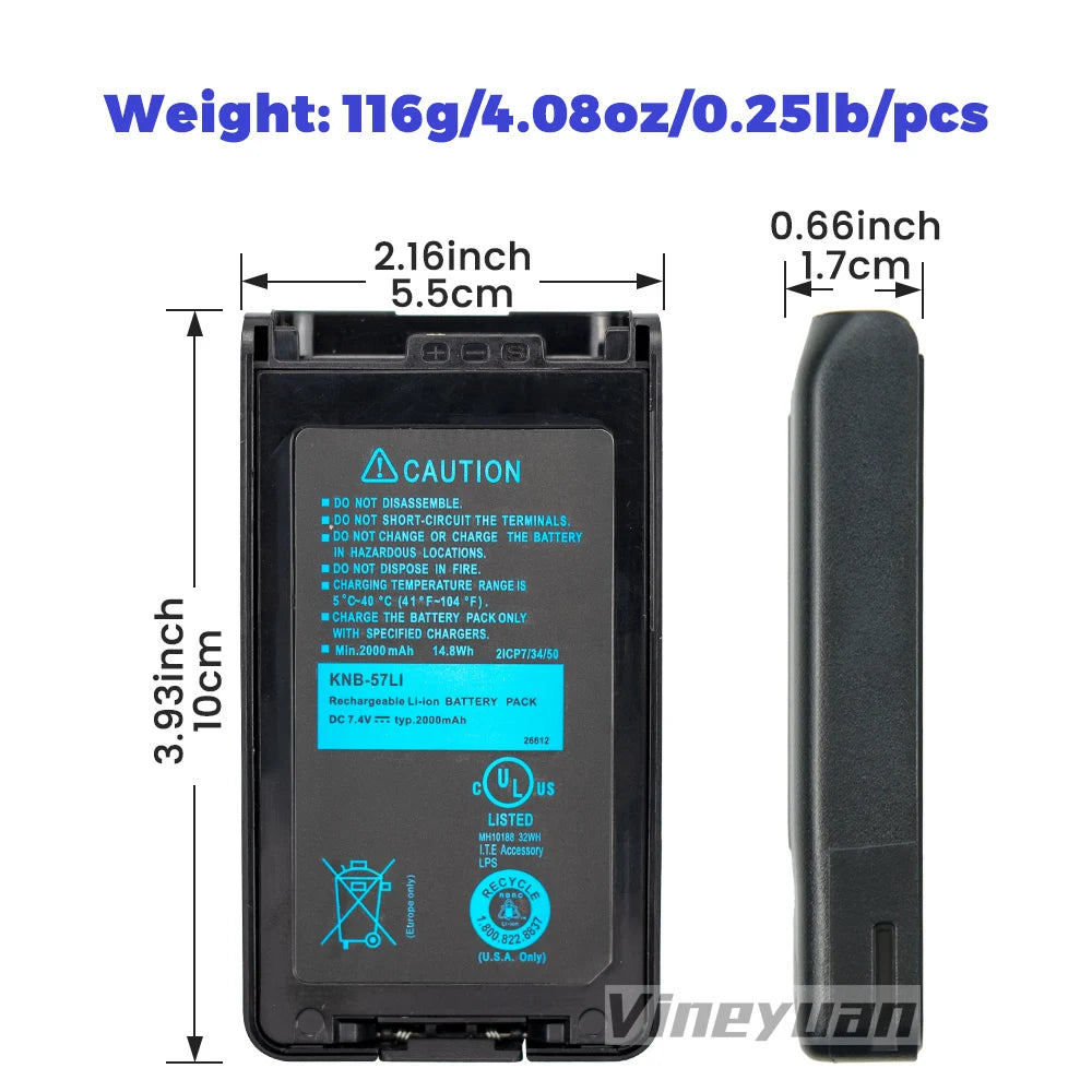 10PCS KNB-57L 2000mAh Replacement Battery for Kenwood NX-220 NX-320 TK-2140 TK-3160 TK-2170 TK-3140 KNB-55L KNB-35 Two Way Radio