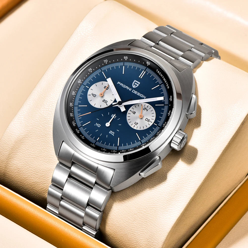 PAGANI DESIGN 2026 New Panda Dial Men's Watch Luxury Sapphire Glass Quartz Watch For Men Japanese Vk63 Sports Chronograph  Watch