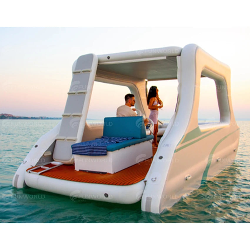 4-8 Person Inflatable Pontoon Boat – Electric Boat with Anti-Slip Floor for Fishing & Diving