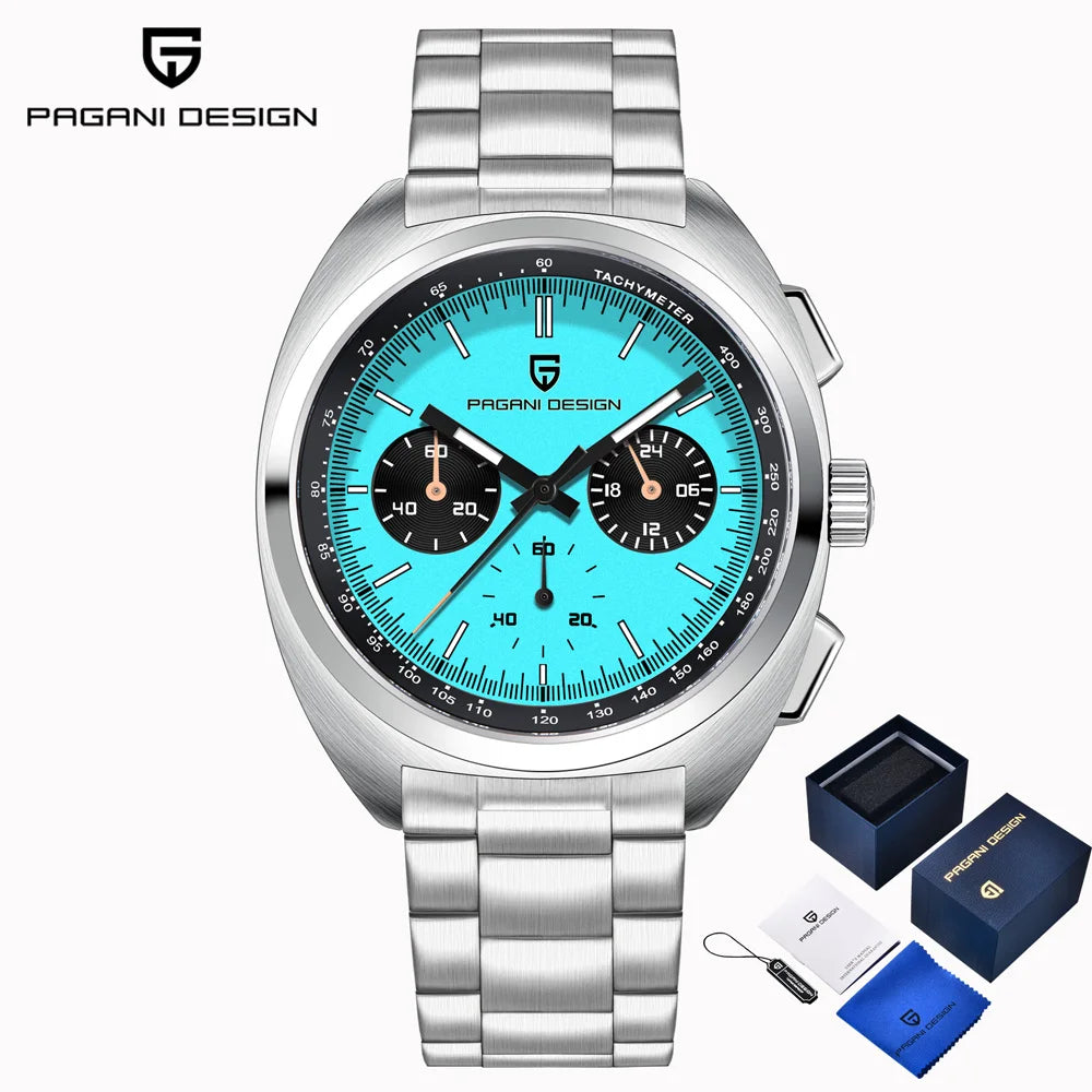 PAGANI DESIGN 2026 New Panda Dial Men's Watch Luxury Sapphire Glass Quartz Watch For Men Japanese Vk63 Sports Chronograph  Watch