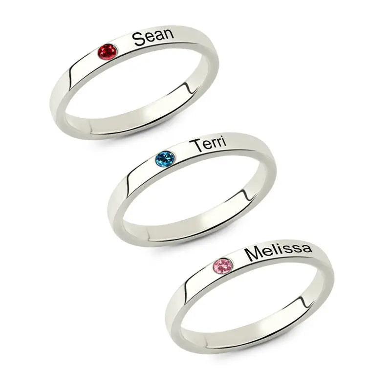 S925 Sterling Silver Personalized Couple Name Ring – Custom Engraved
