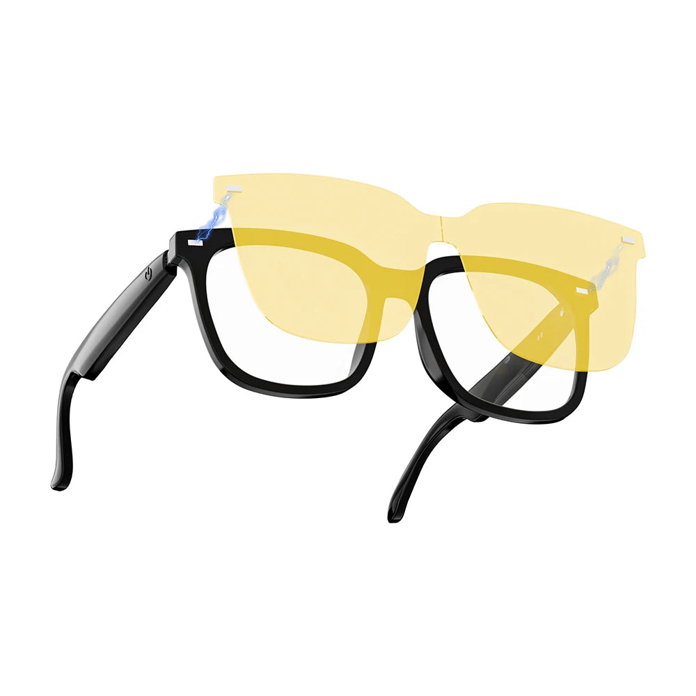 AI Open-Ear Bluetooth Glasses Magnetic Suction Lenses Real-time Translation Calls&Music Global Travel Trade Communication