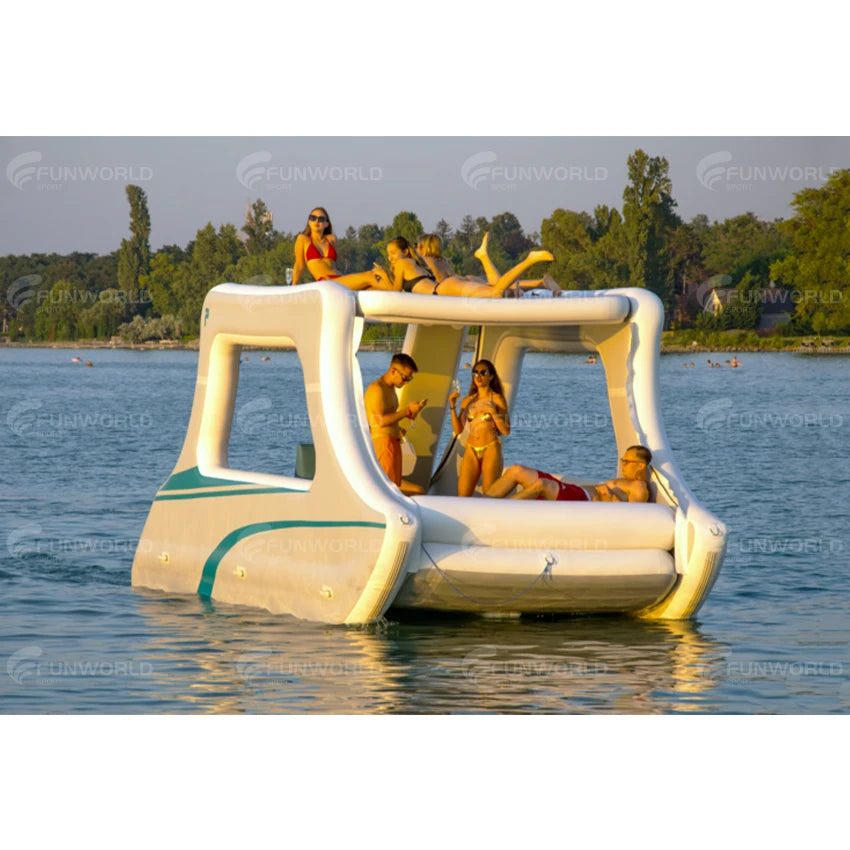 4-8 Person Inflatable Pontoon Boat – Electric Boat with Anti-Slip Floor for Fishing & Diving