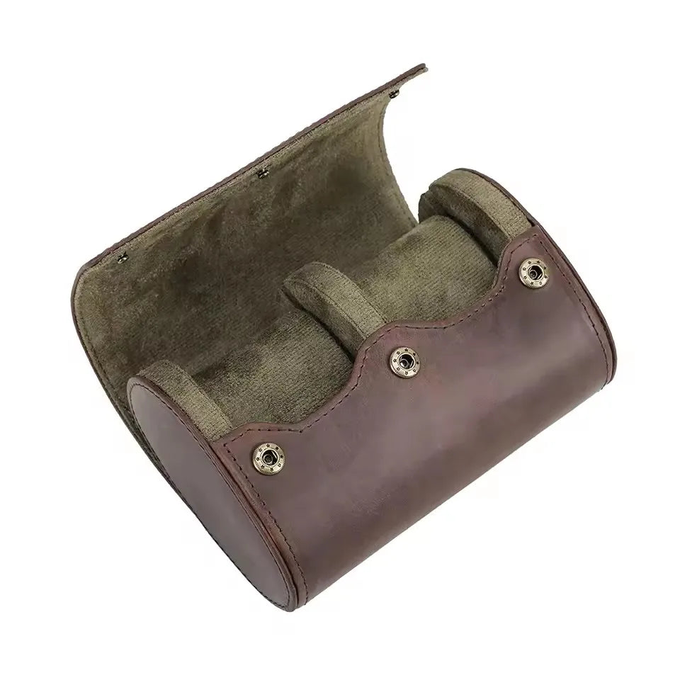 Watch Travel Case Vintage Genuine Leather Watch Roll Travel Case Organizer Display Case1/2/3/4/6/8Slots Watch Box Organizer Gift