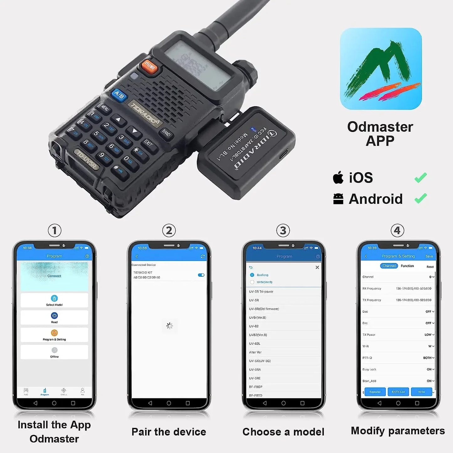 TIDRADIO Wireless Programmer Phone Programming for Walkie Talkie Multiple Model Search Repeaters For Quansheng UVK5 BF UV-5R