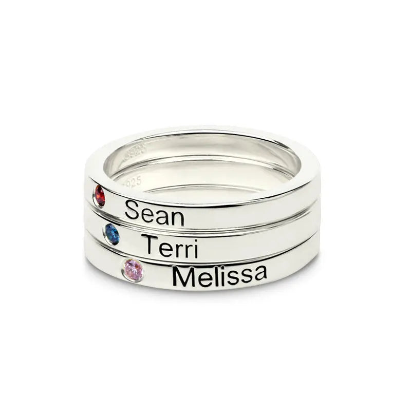 S925 Sterling Silver Personalized Couple Name Ring – Custom Engraved