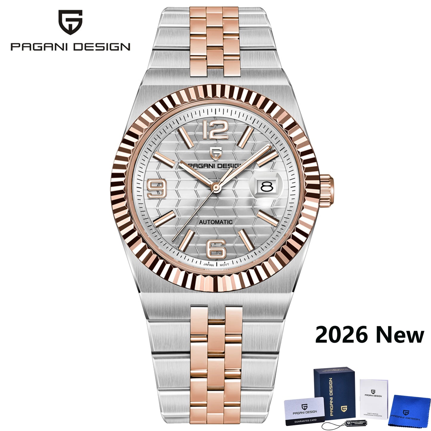 PAGANI DESIGN Men's Automatic Watch – Rose Gold, MIYOTA 8215, Sapphire Crystal, Luxury Mechanical
