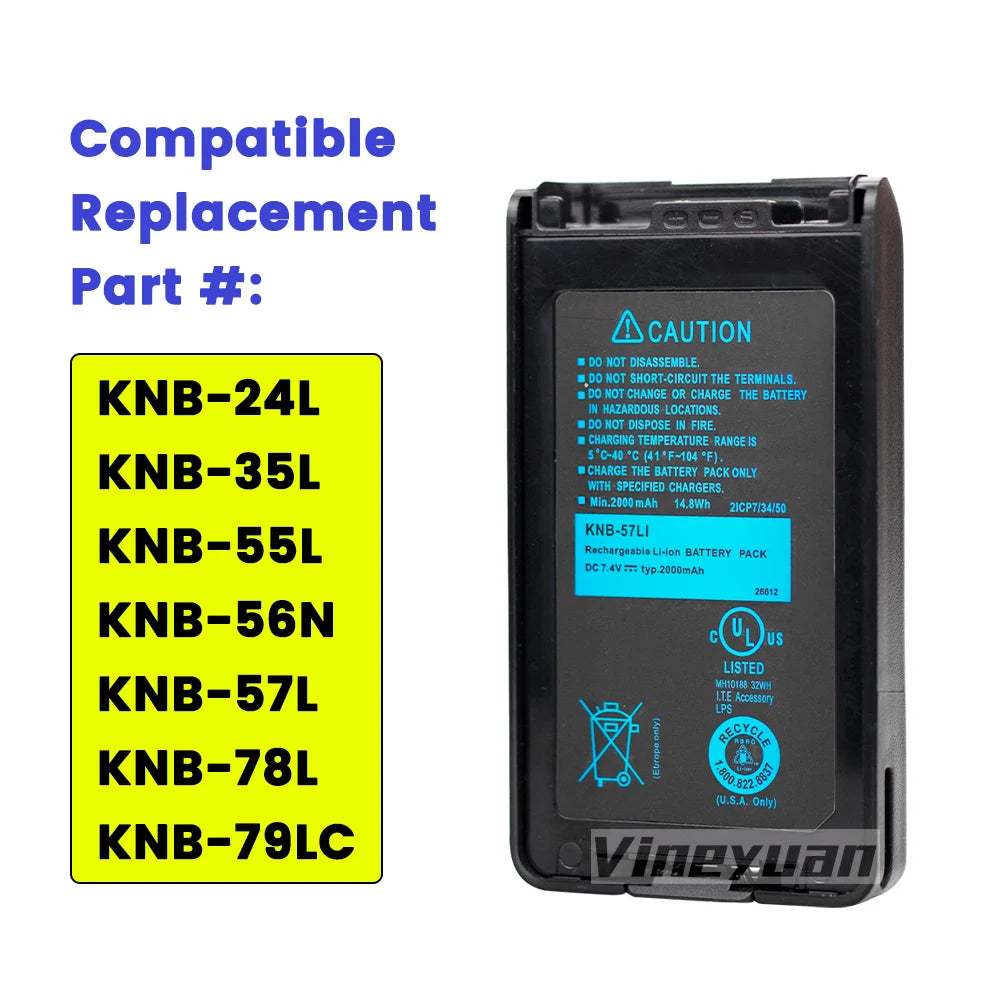10PCS KNB-57L 2000mAh Replacement Battery for Kenwood NX-220 NX-320 TK-2140 TK-3160 TK-2170 TK-3140 KNB-55L KNB-35 Two Way Radio