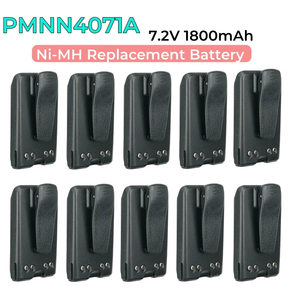 10PCS PMNN4071A 7.2V 1800mAh Ni-MH Replacement Battery for Motorola Mag One A8 A6  BPR40 PMNN4071 PMNN4071AR Two Way Radios