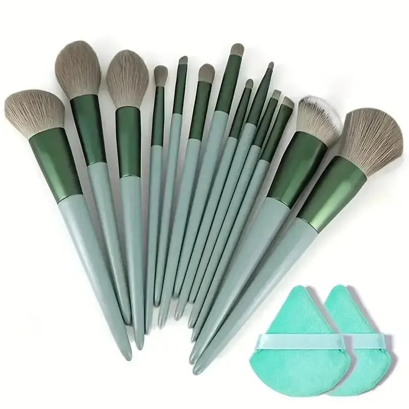 Vegan Makeup Brush Set - Soft Fluffy Kabuki & Blending Brushes for Foundation, Contour & Baking, Cruelty-Free Salon Tools