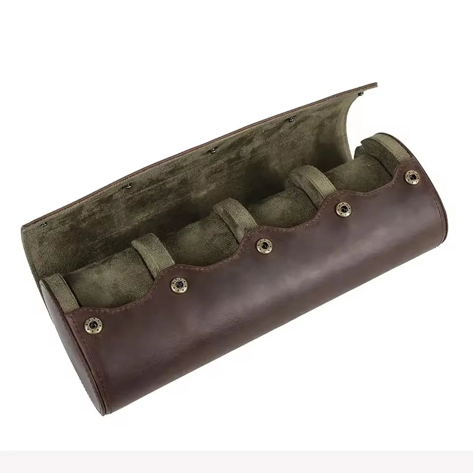 Watch Travel Case Vintage Genuine Leather Watch Roll Travel Case Organizer Display Case1/2/3/4/6/8Slots Watch Box Organizer Gift