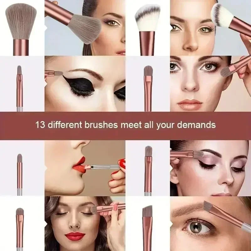 Vegan Makeup Brush Set - Soft Fluffy Kabuki & Blending Brushes for Foundation, Contour & Baking, Cruelty-Free Salon Tools