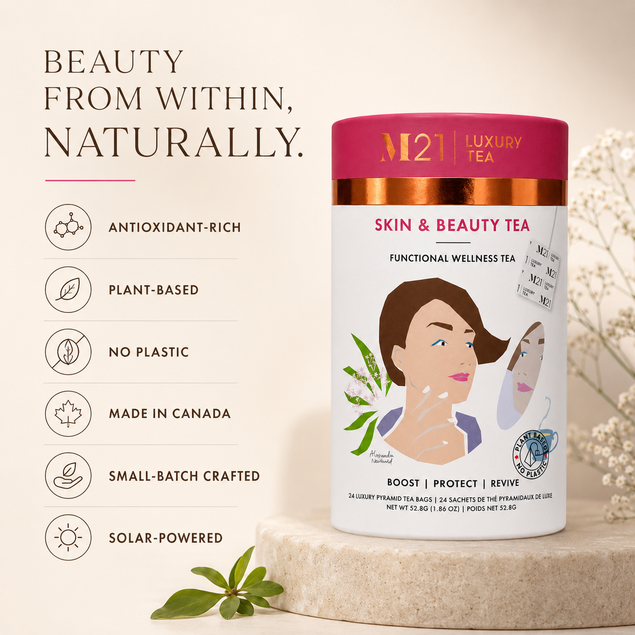 Skin and Beauty Luxury herbal tea | Canadian | 24ct
