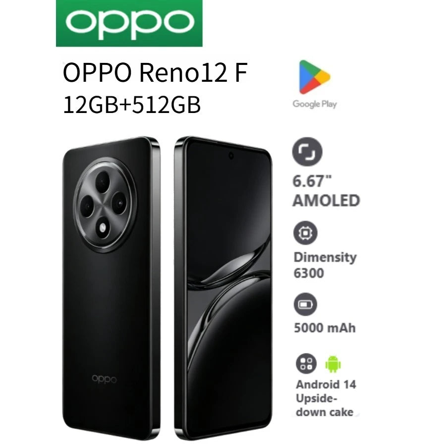 2026 New Global Version OPPO Reno12 F Factory Dual SIM Android Smartphone 6.67 Inch 120Hz HD+ AMOLED Display 50MP Camera Mobile