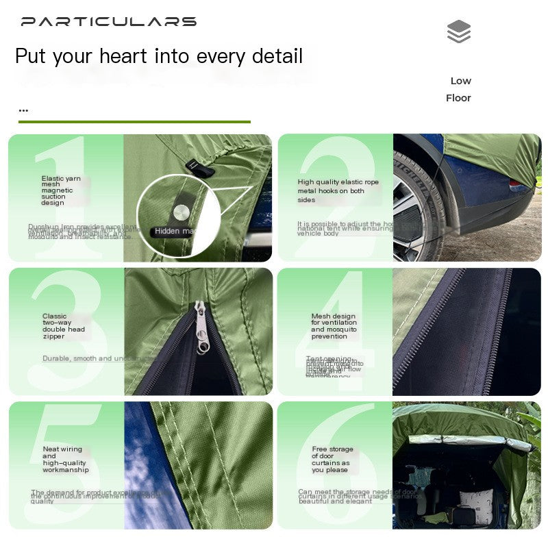 Car Rear Tent for Outdoor Camping and Picnics