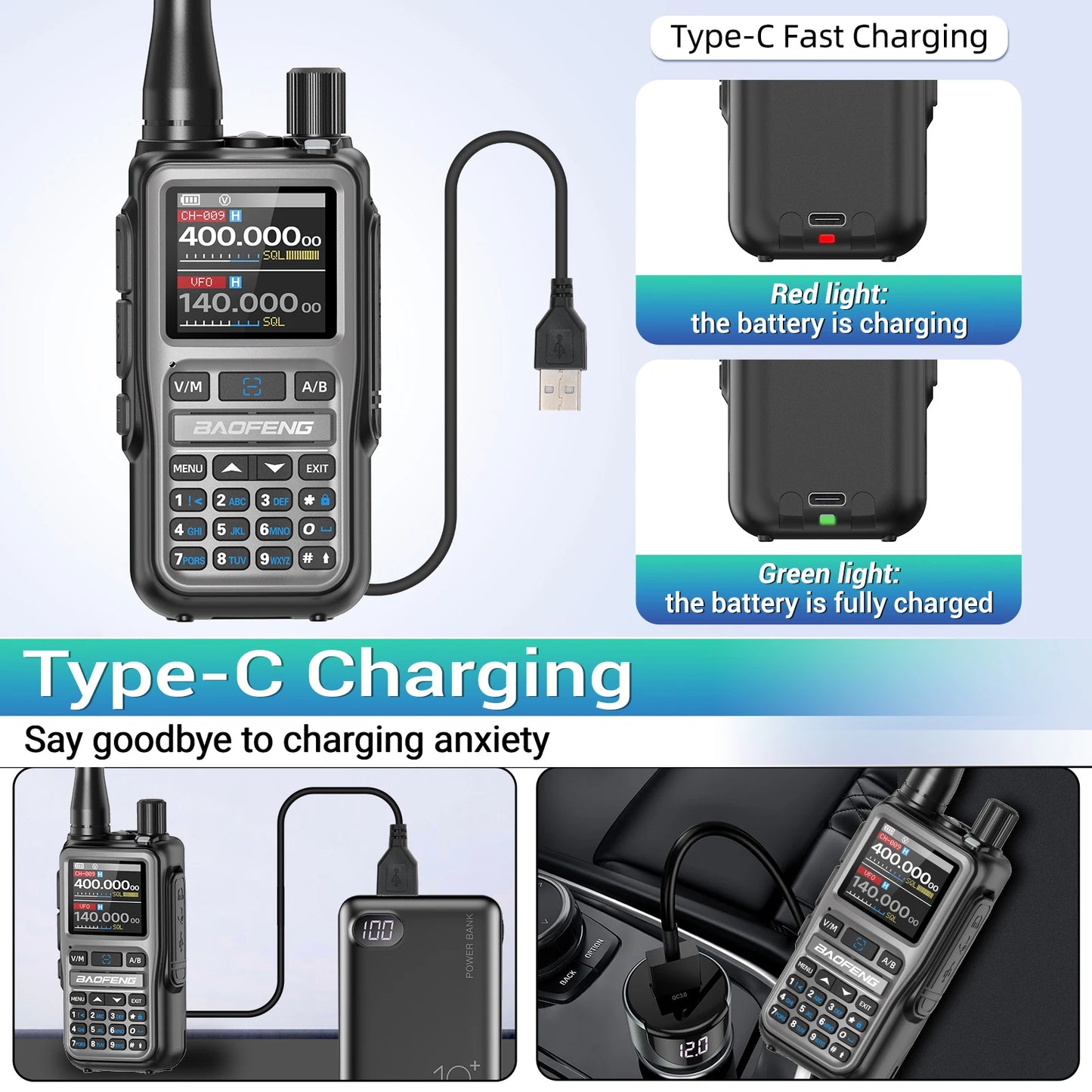 BAOFENG UV-5R Mini Walkie Talkie Multi Band Bluetooth Programming Wireless Copy Frequency 999CH AM FM Long Range Two Way Radio