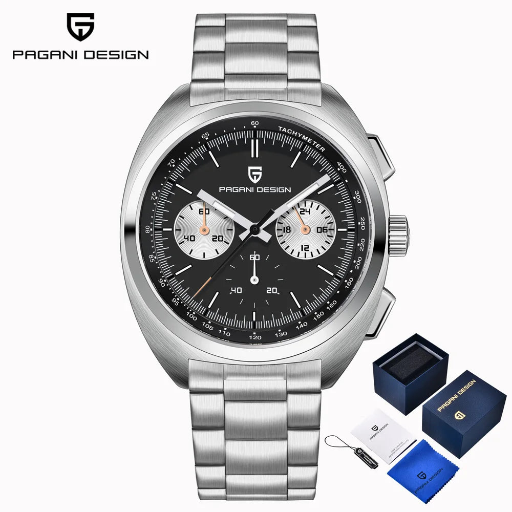 PAGANI DESIGN 2026 New Panda Dial Men's Watch Luxury Sapphire Glass Quartz Watch For Men Japanese Vk63 Sports Chronograph  Watch