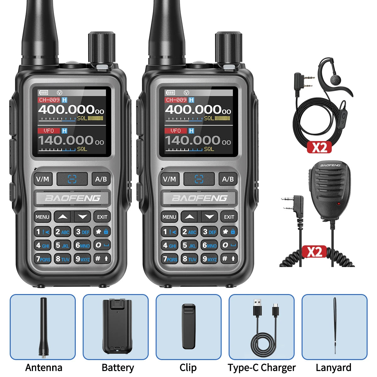 BAOFENG UV-5R Mini Walkie Talkie Multi Band Bluetooth Programming Wireless Copy Frequency 999CH AM FM Long Range Two Way Radio