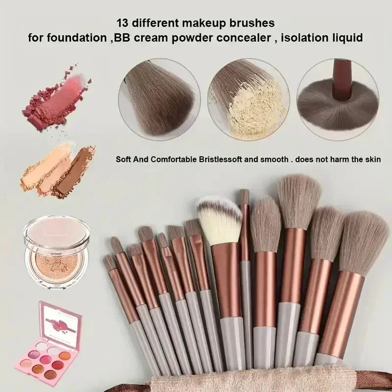 Vegan Makeup Brush Set - Soft Fluffy Kabuki & Blending Brushes for Foundation, Contour & Baking, Cruelty-Free Salon Tools
