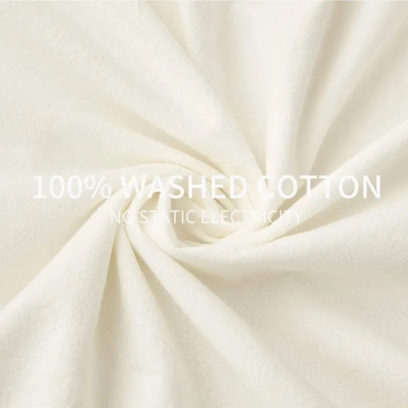 White Washed Cotton Duvet Cover Set with Pillowcases