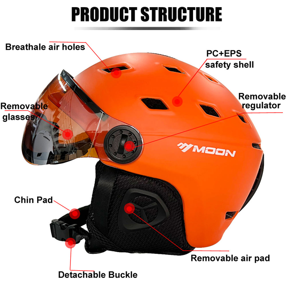 MOON Ski Helmet with Integrally-Molded PC+EPS Design