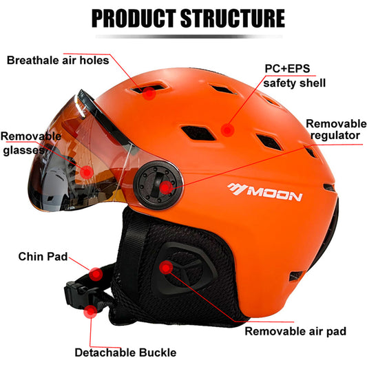 MOON Ski Helmet with Integrally-Molded PC+EPS Design