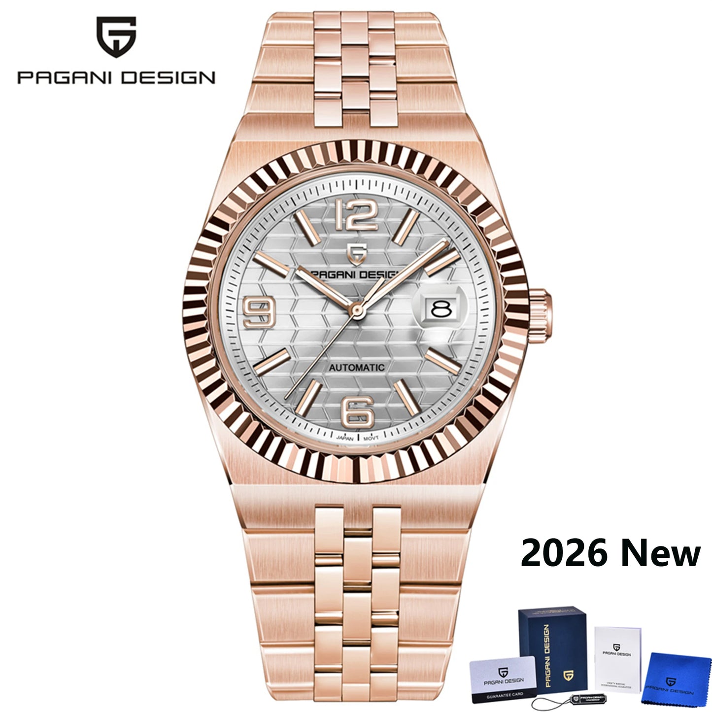 PAGANI DESIGN Men's Automatic Watch – Rose Gold, MIYOTA 8215, Sapphire Crystal, Luxury Mechanical