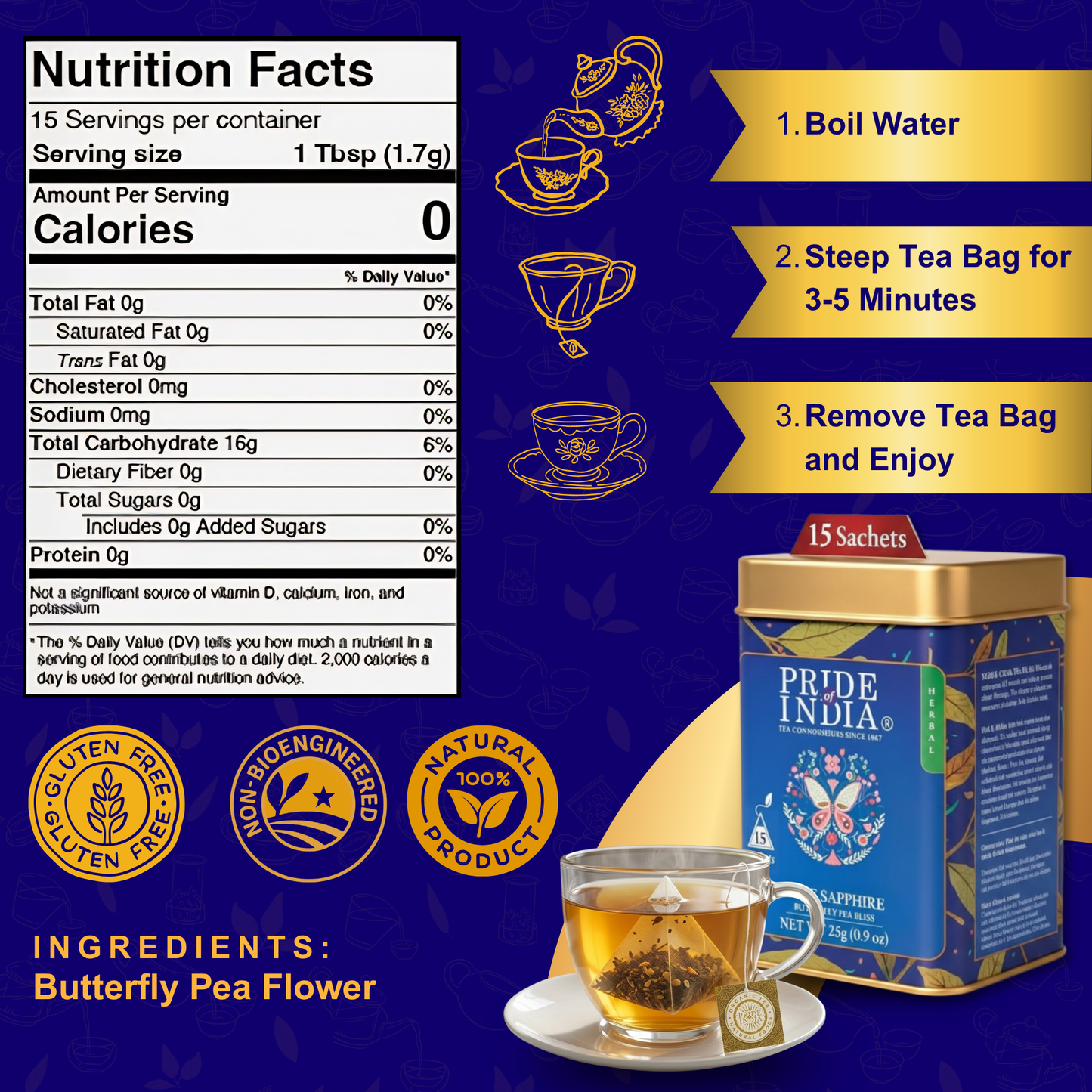 Blue Sapphire - Butterfly Pea Bliss Tea Bags