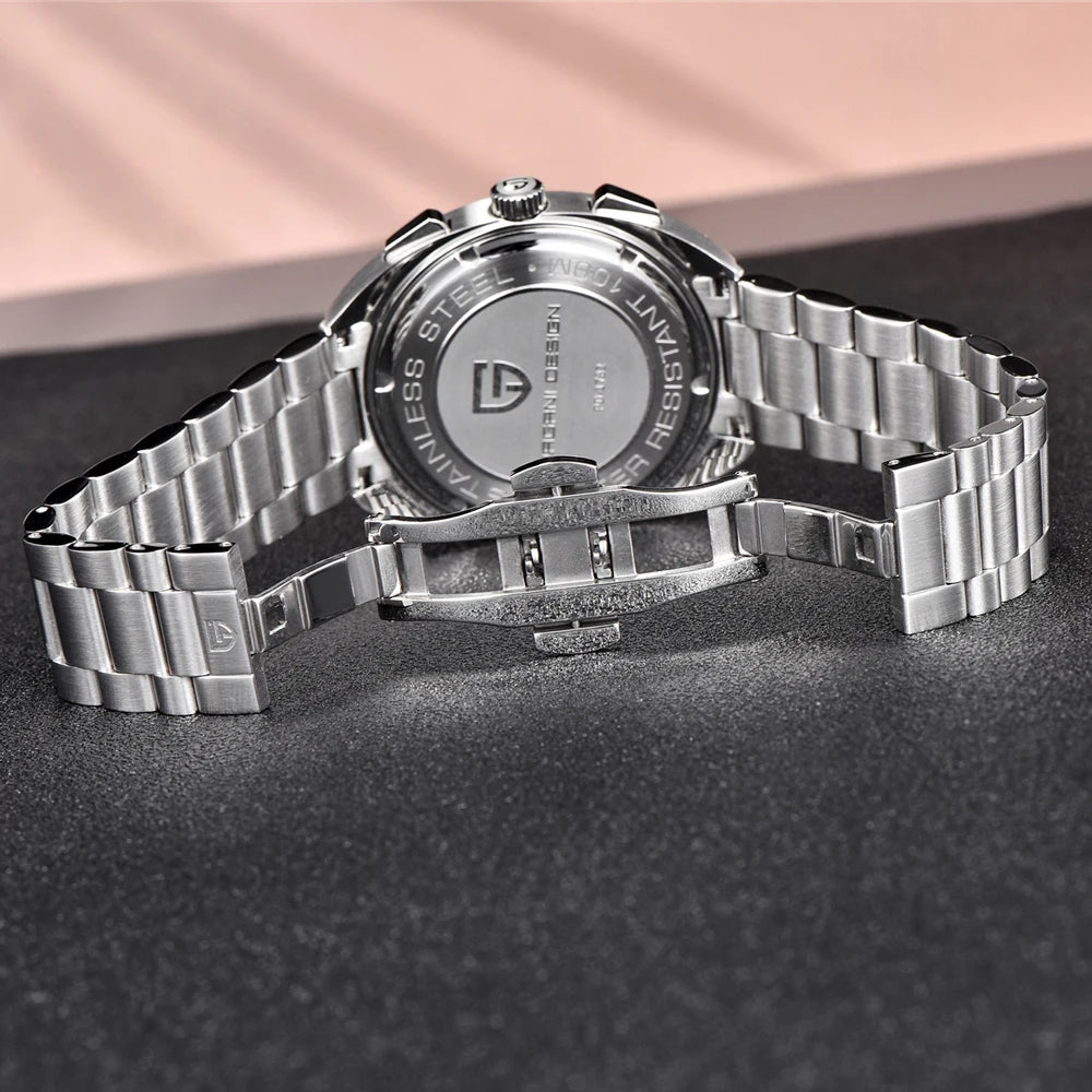 PAGANI DESIGN 2026 New Panda Dial Men's Watch Luxury Sapphire Glass Quartz Watch For Men Japanese Vk63 Sports Chronograph  Watch