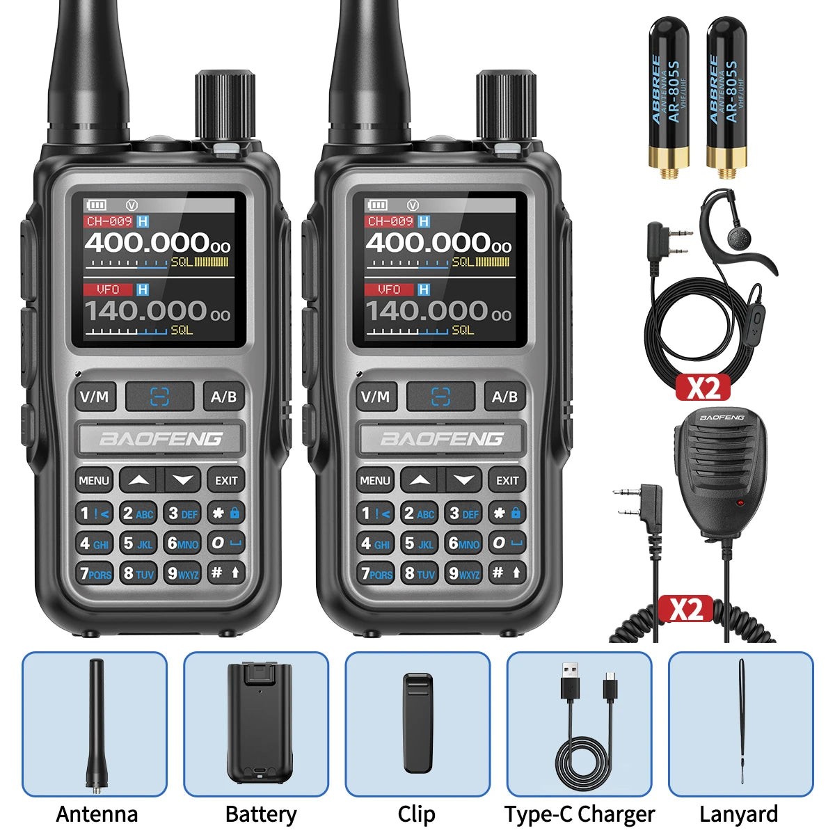 BAOFENG UV-5R Mini Walkie Talkie Multi Band Bluetooth Programming Wireless Copy Frequency 999CH AM FM Long Range Two Way Radio