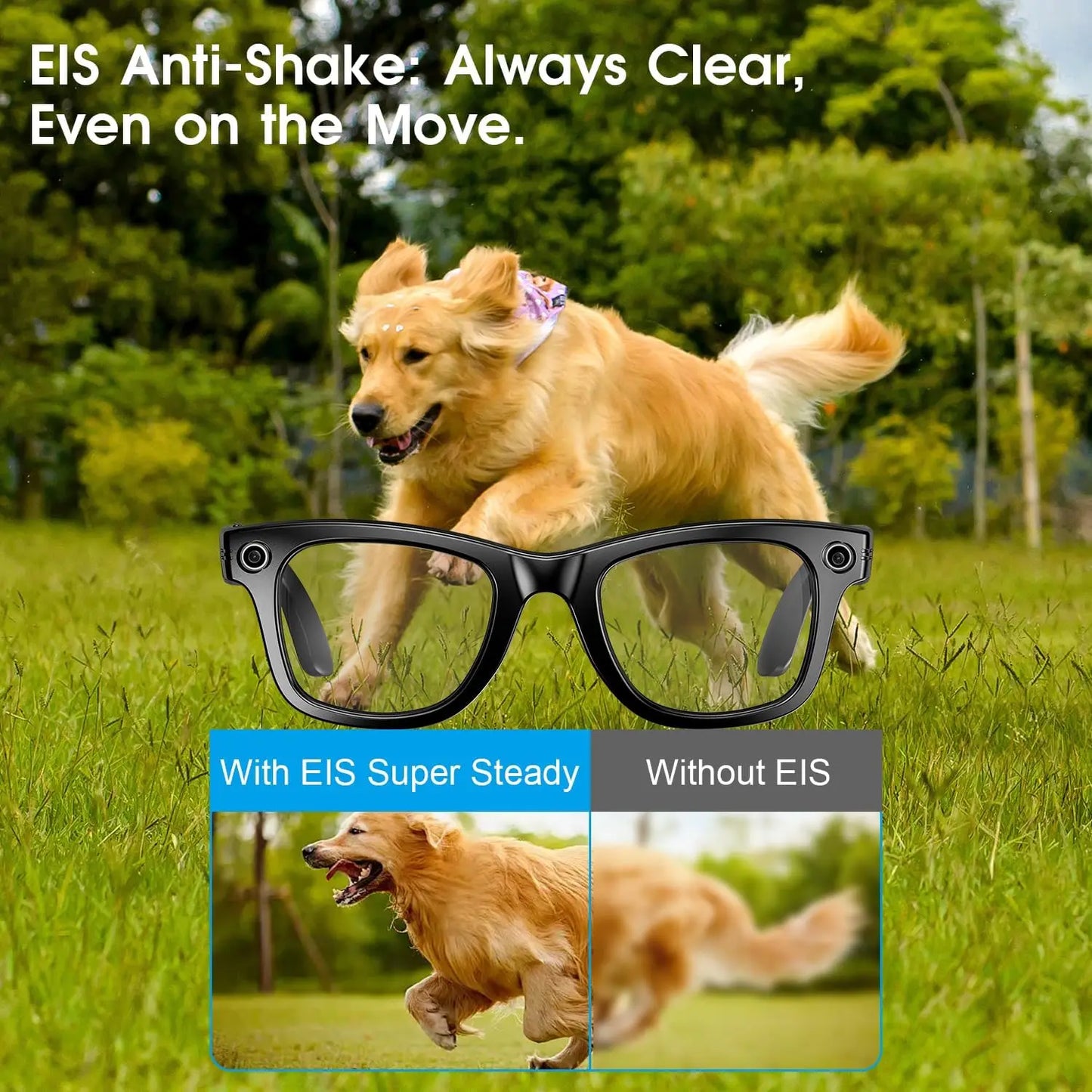 8MP AI Smart Camera Glasses – 4K Video, AI Translation, Color-Change Lenses, IP65, 32GB