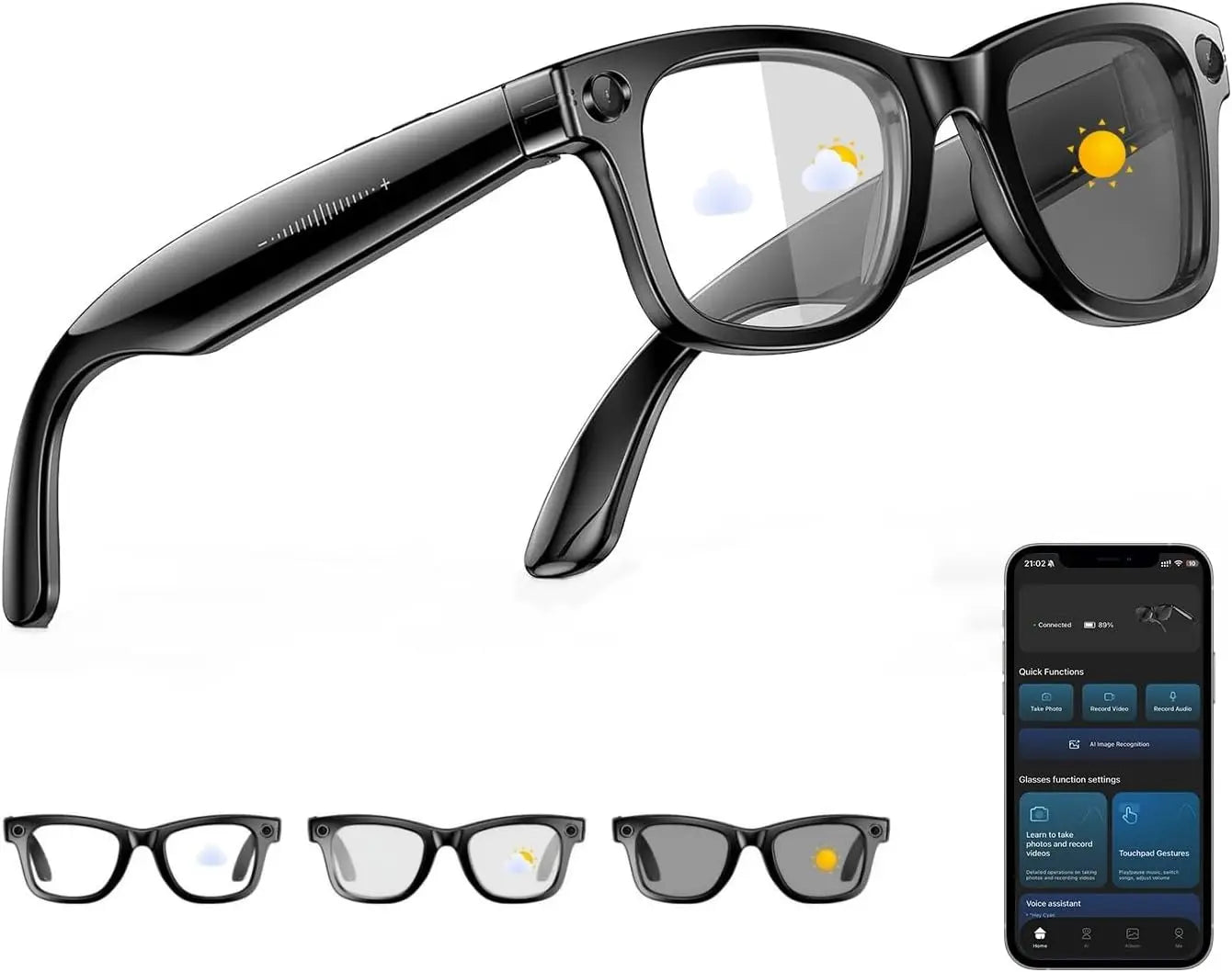 8MP AI Smart Camera Glasses – 4K Video, AI Translation, Color-Change Lenses, IP65, 32GB