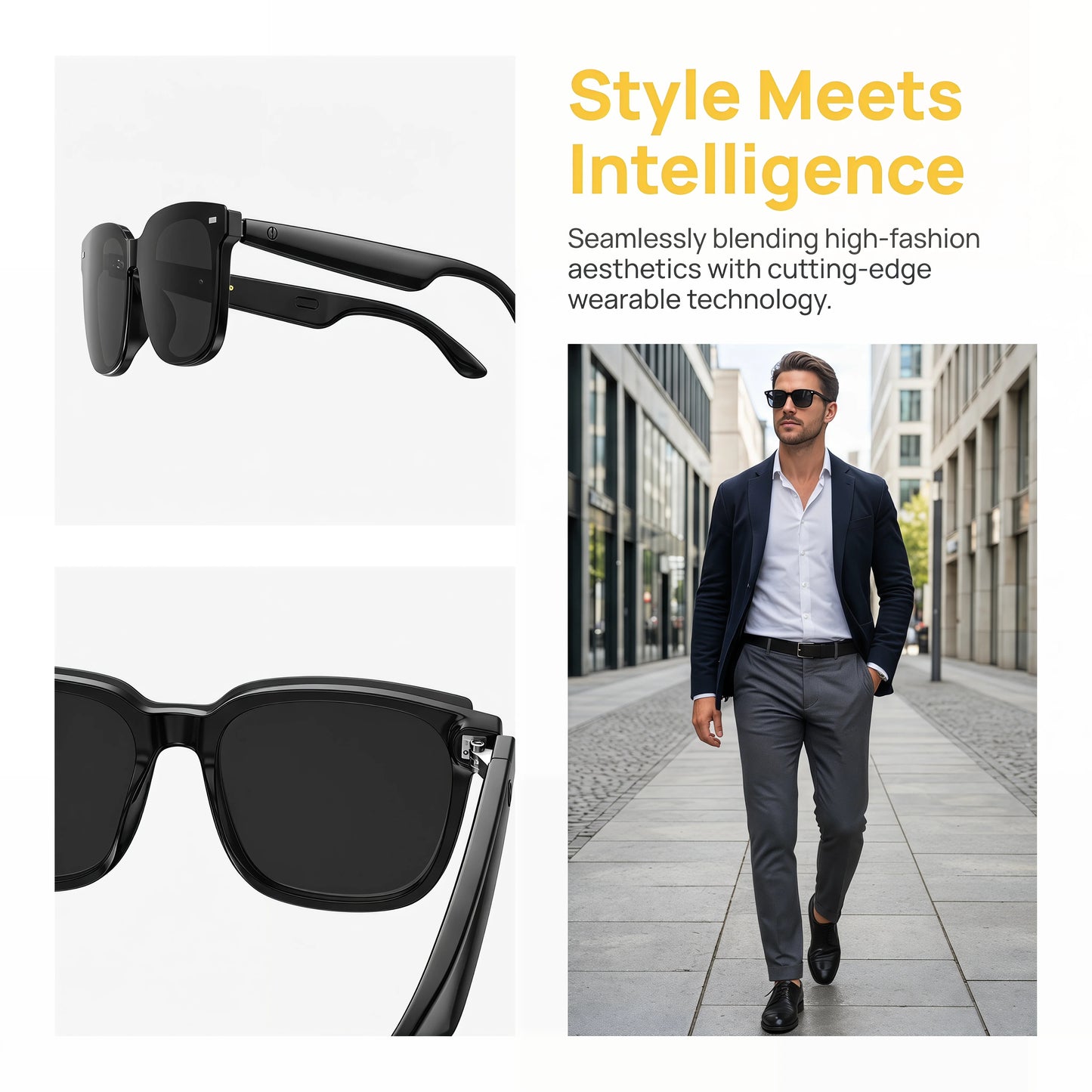 AI Open-Ear Bluetooth Glasses Magnetic Suction Lenses Real-time Translation Calls&Music Global Travel Trade Communication