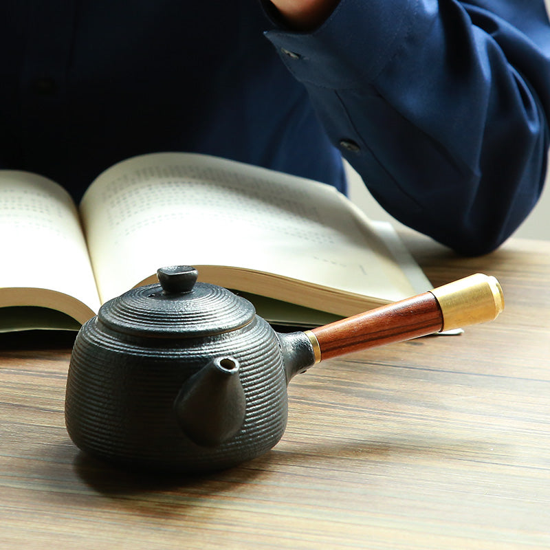 Ceramic Zen Style Black Clay Teapot with Filter