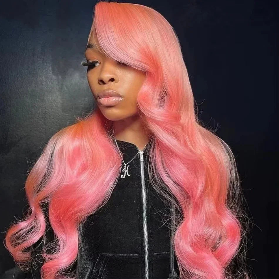 13x4 Body Wave Light Pink Lace Front Wig Brazilian Human Hair Wigs Colored Wig 13x6 Transparent HD Lace Frontal Wigs For Women