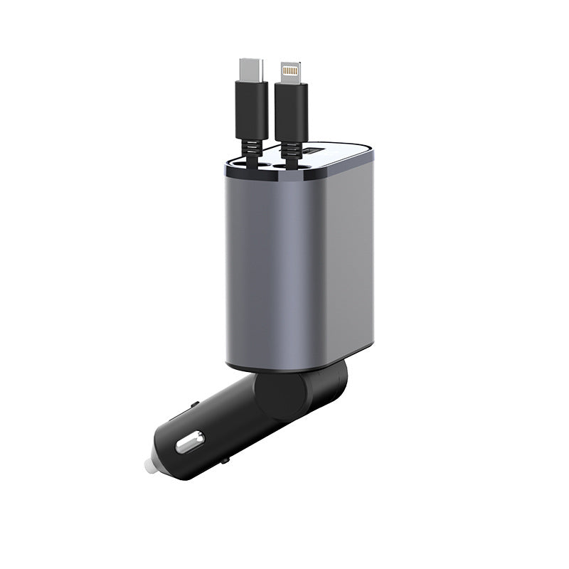 100W Metal Car Charger with USB and Type-C Adapter