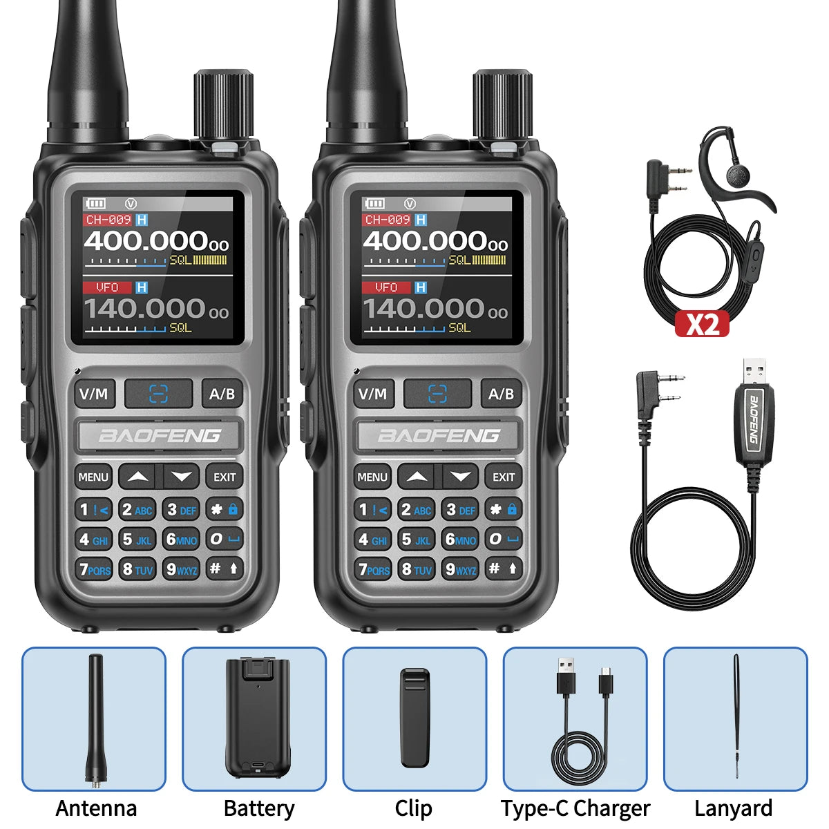 BAOFENG UV-5R Mini Walkie Talkie Multi Band Bluetooth Programming Wireless Copy Frequency 999CH AM FM Long Range Two Way Radio