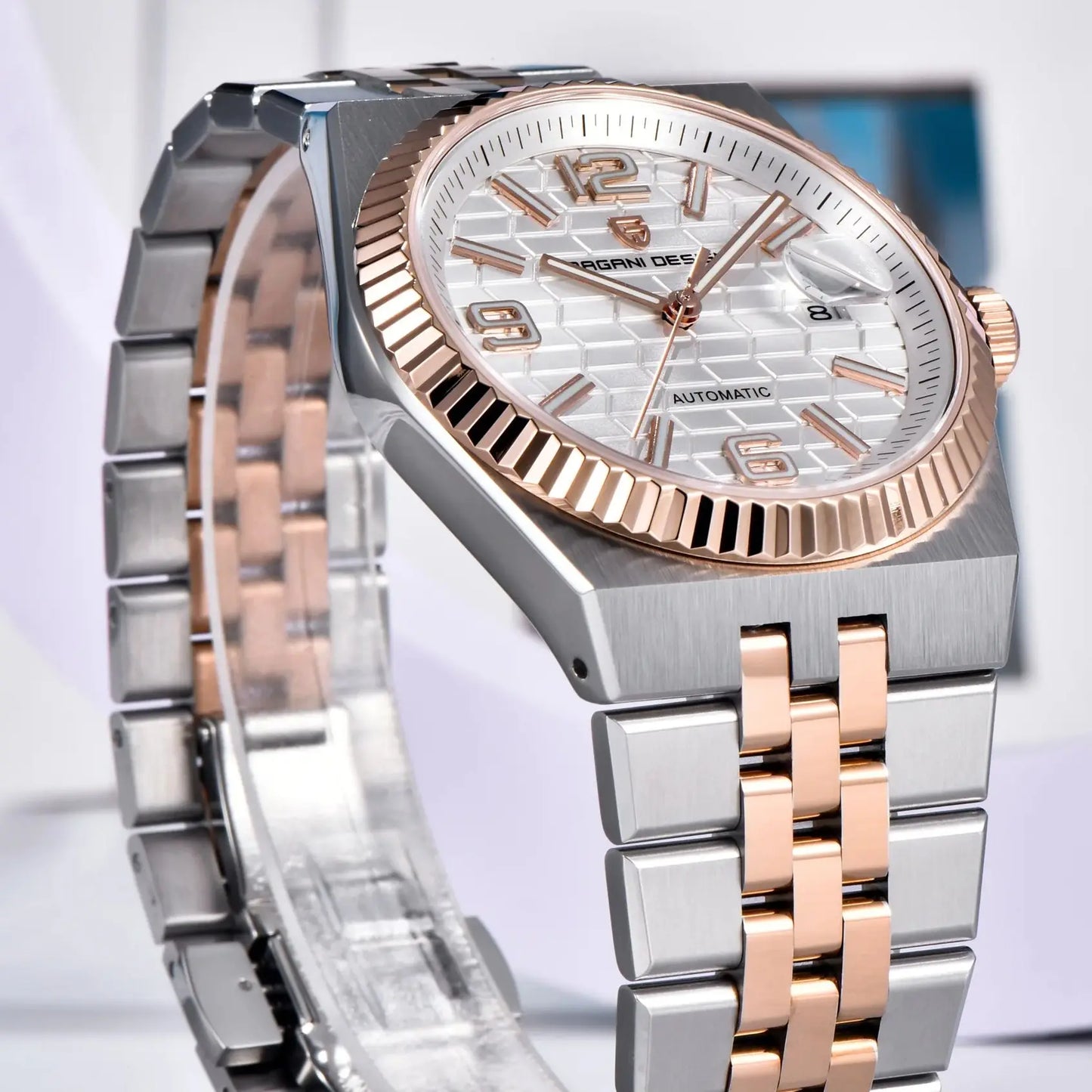 PAGANI DESIGN Men's Automatic Watch – Rose Gold, MIYOTA 8215, Sapphire Crystal, Luxury Mechanical