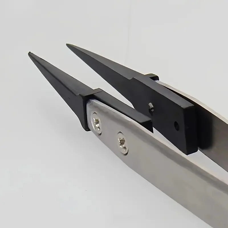 ESD-Safe Precision Tweezers – Anti-Static Heavy-Duty Metal Tips for Electronics & Jewelry Repair