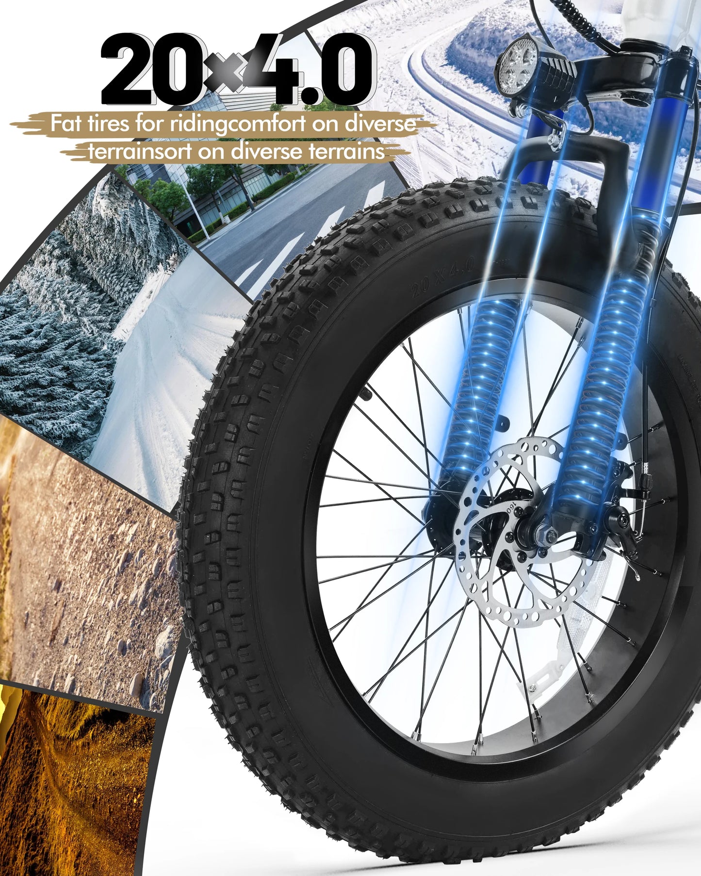 Qlife Racer Fat Tire Electric Mountain Bike – 1200W Peak, 48V, 28MPH, 55-Mile Range, 7-Speed