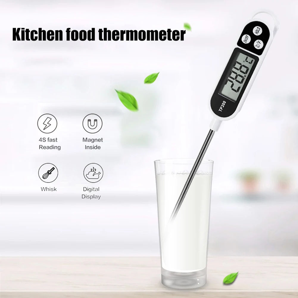 TP300 Instant-Read Digital Food Thermometer – LCD Meat, Milk & BBQ Thermometer