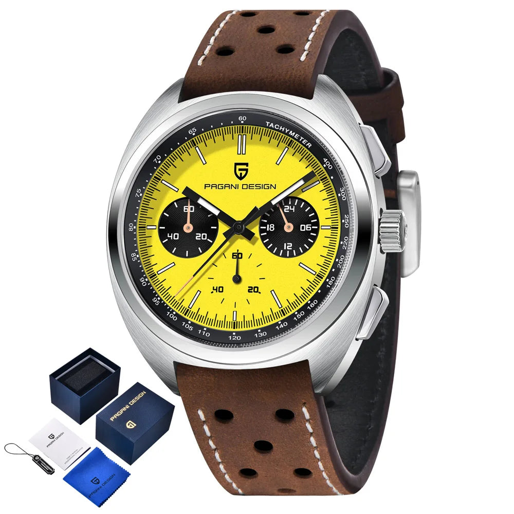 PAGANI DESIGN 2026 New Panda Dial Men's Watch Luxury Sapphire Glass Quartz Watch For Men Japanese Vk63 Sports Chronograph  Watch